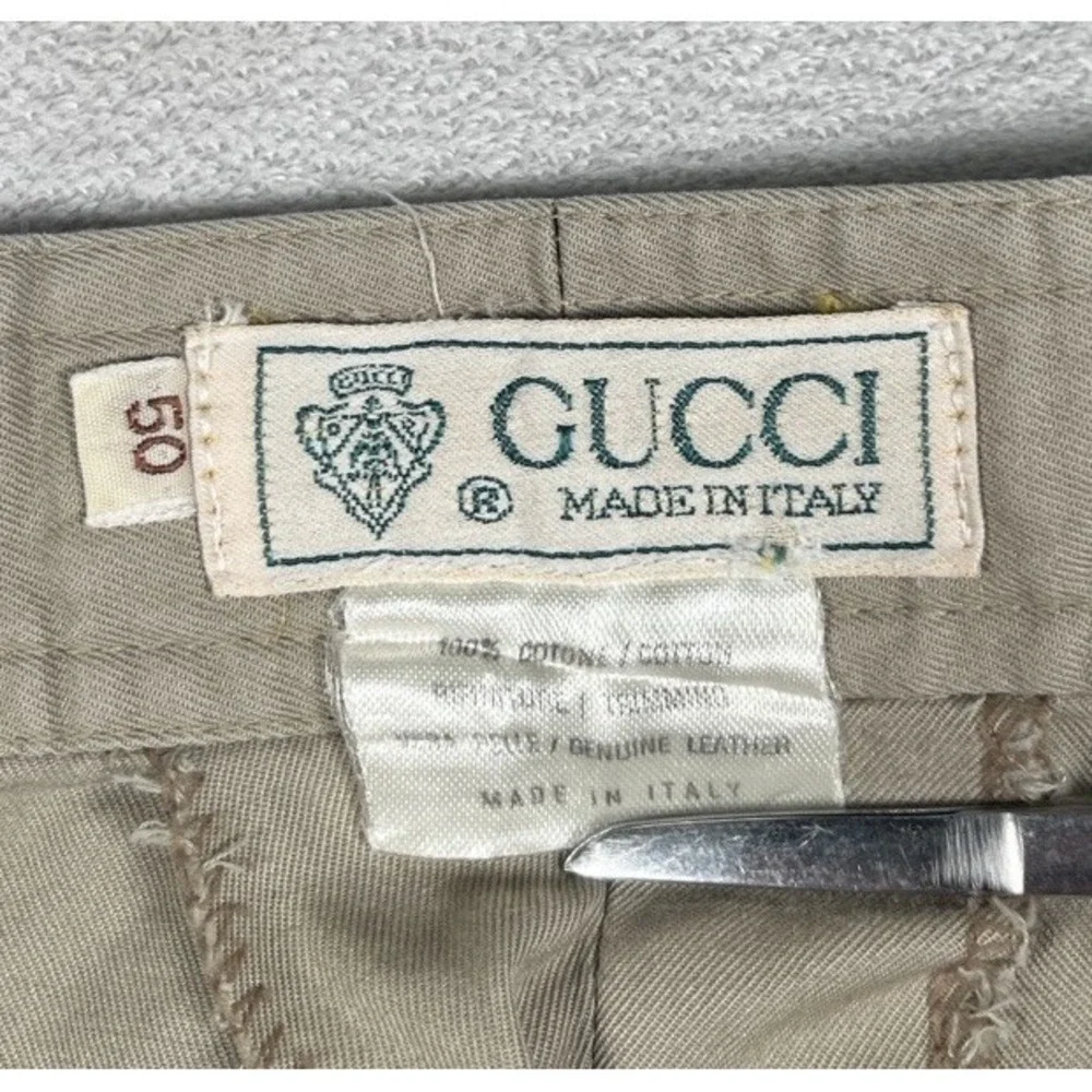 Rare Vintage 90's Gucci Pleated Shorts Men 50 Built-In Suede Belt 100% Cotton